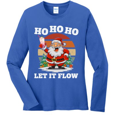 Ho Ho Ho Let It Flow Ugly Christmas Cool Gift Ladies Long Sleeve Shirt