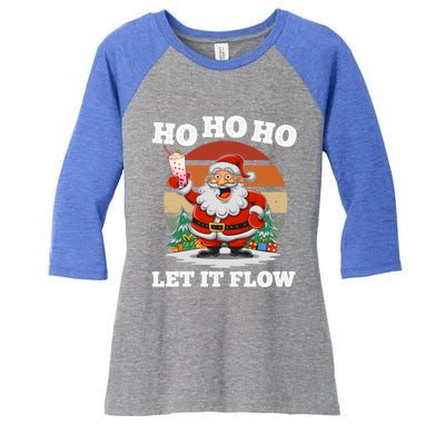 Ho Ho Ho Let It Flow Ugly Christmas Cool Gift Women's Tri-Blend 3/4-Sleeve Raglan Shirt