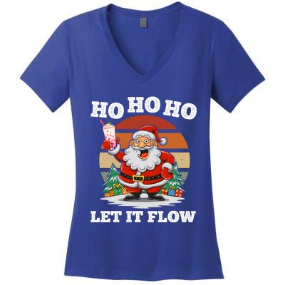 Ho Ho Ho Let It Flow Ugly Christmas Cool Gift Women's V-Neck T-Shirt