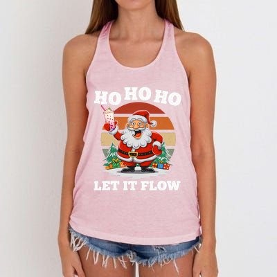 Ho Ho Ho Let It Flow Ugly Christmas Cool Gift Women's Knotted Racerback Tank