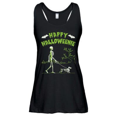 Happy Halloweenie Halloween Skeleton Dachshund Weiner Dogs Ladies Essential Flowy Tank