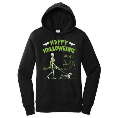 Happy Halloweenie Halloween Skeleton Dachshund Weiner Dogs Women's Pullover Hoodie