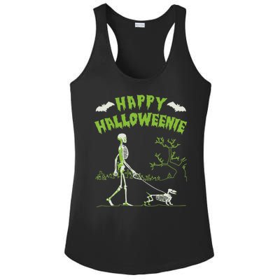 Happy Halloweenie Halloween Skeleton Dachshund Weiner Dogs Ladies PosiCharge Competitor Racerback Tank