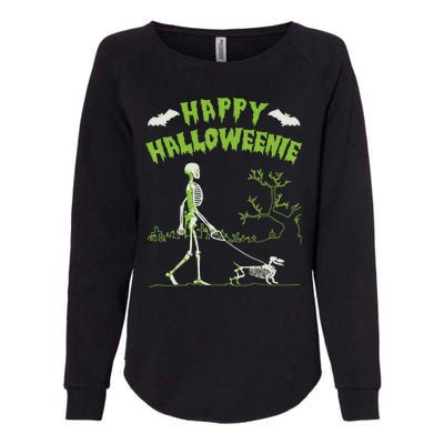 Happy Halloweenie Halloween Skeleton Dachshund Weiner Dogs Womens California Wash Sweatshirt