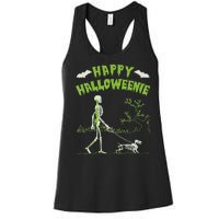 Happy Halloweenie Halloween Skeleton Dachshund Weiner Dogs Women's Racerback Tank