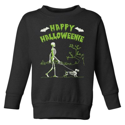 Happy Halloweenie Halloween Skeleton Dachshund Weiner Dogs Toddler Sweatshirt