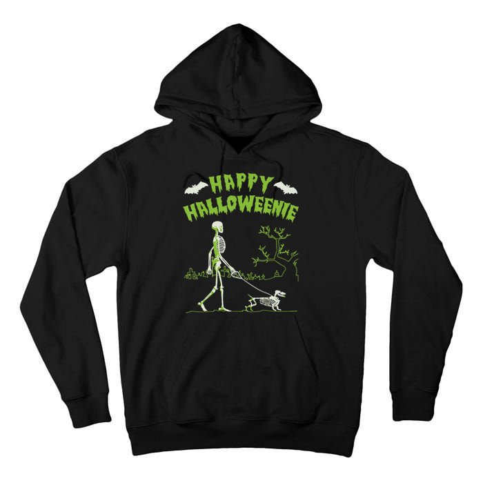 Happy Halloweenie Halloween Skeleton Dachshund Weiner Dogs Tall Hoodie