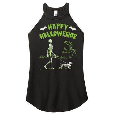 Happy Halloweenie Halloween Skeleton Dachshund Weiner Dogs Women's Perfect Tri Rocker Tank