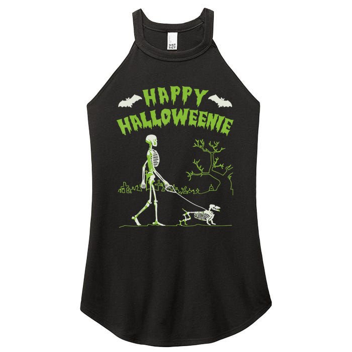 Happy Halloweenie Halloween Skeleton Dachshund Weiner Dogs Women's Perfect Tri Rocker Tank