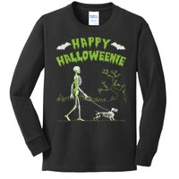 Happy Halloweenie Halloween Skeleton Dachshund Weiner Dogs Kids Long Sleeve Shirt