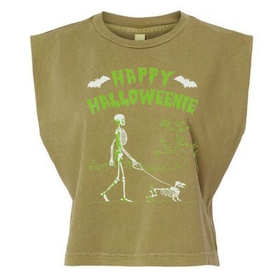 Happy Halloweenie Halloween Skeleton Dachshund Weiner Dogs Garment-Dyed Women's Muscle Tee