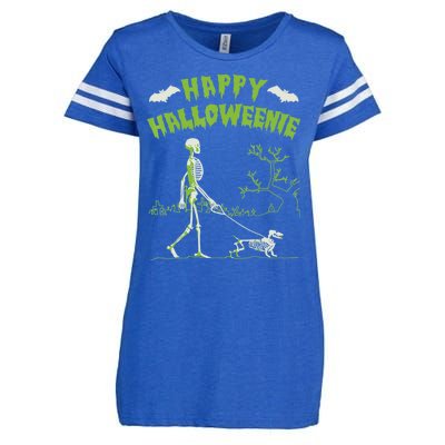 Happy Halloweenie Halloween Skeleton Dachshund Weiner Dogs Enza Ladies Jersey Football T-Shirt