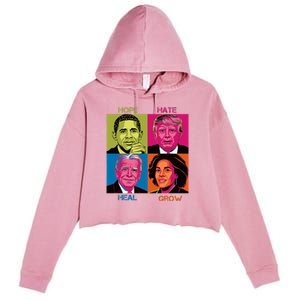 Hope Hate Heal Grow Kamala Harris Cat Ladies For President Crop Fleece Hoodie