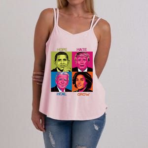 Hope Hate Heal Grow Kamala Harris Cat Ladies For President Women's Strappy Tank