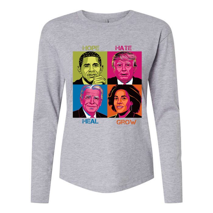 Hope Hate Heal Grow Kamala Harris Cat Ladies For President Womens Cotton Relaxed Long Sleeve T-Shirt