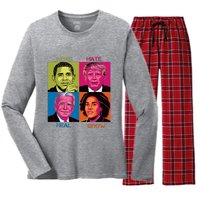 Hope Hate Heal Grow Kamala Harris Cat Ladies For President Women's Long Sleeve Flannel Pajama Set 