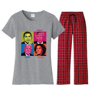 Hope Hate Heal Grow Kamala Harris Cat Ladies For President Women's Flannel Pajama Set