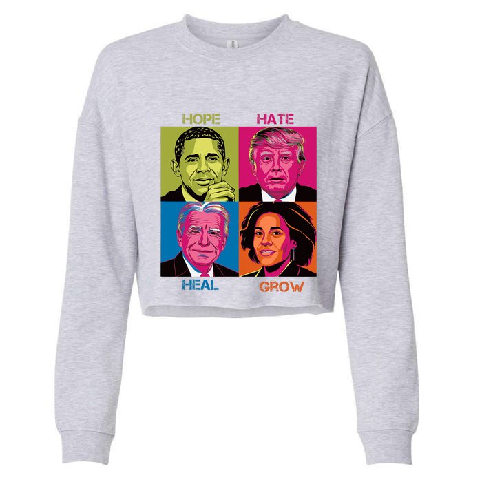 Hope Hate Heal Grow Kamala Harris Cat Ladies For President Cropped Pullover Crew