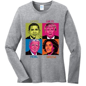 Hope Hate Heal Grow Kamala Harris Cat Ladies For President Ladies Long Sleeve Shirt