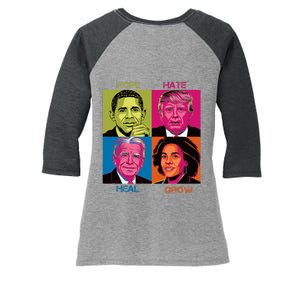 Hope Hate Heal Grow Kamala Harris Cat Ladies For President Women's Tri-Blend 3/4-Sleeve Raglan Shirt