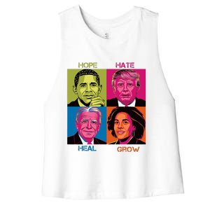 Hope Hate Heal Grow Kamala Harris Cat Ladies For President Women's Racerback Cropped Tank