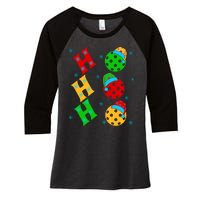 Ho Ho Ho Pickleball Christmas Women's Tri-Blend 3/4-Sleeve Raglan Shirt