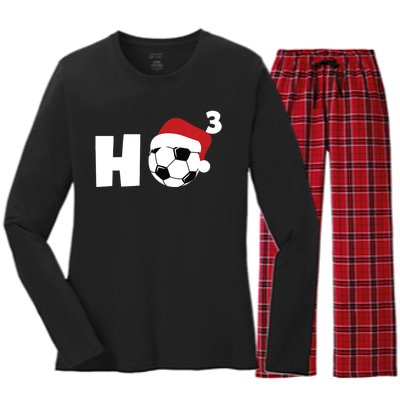 'Ho Ho Ho' Soccer Christmas Women's Long Sleeve Flannel Pajama Set 