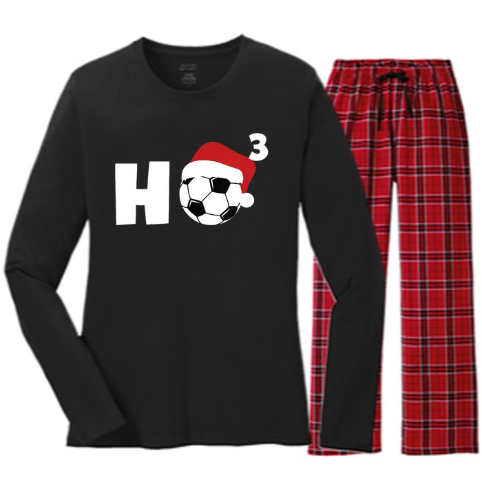 'Ho Ho Ho' Soccer Christmas Women's Long Sleeve Flannel Pajama Set 