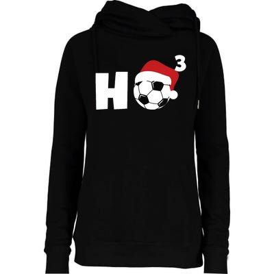 'Ho Ho Ho' Soccer Christmas Womens Funnel Neck Pullover Hood