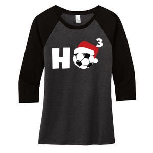 'Ho Ho Ho' Soccer Christmas Women's Tri-Blend 3/4-Sleeve Raglan Shirt