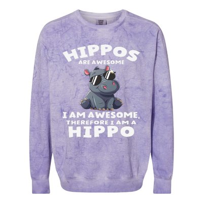 Hippo Hippopotamus Hippos Are Awesome Gifts Cute Colorblast Crewneck Sweatshirt