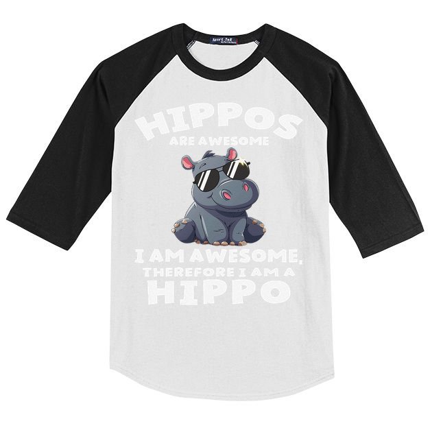 Hippo Hippopotamus Hippos Are Awesome Gifts Cute Kids Colorblock Raglan Jersey