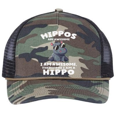 Hippo Hippopotamus Hippos Are Awesome Gifts Cute Retro Rope Trucker Hat Cap