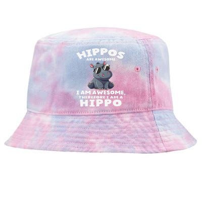 Hippo Hippopotamus Hippos Are Awesome Gifts Cute Tie-Dyed Bucket Hat