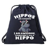 Hippo Hippopotamus Hippos Are Awesome Gifts Cute Drawstring Bag