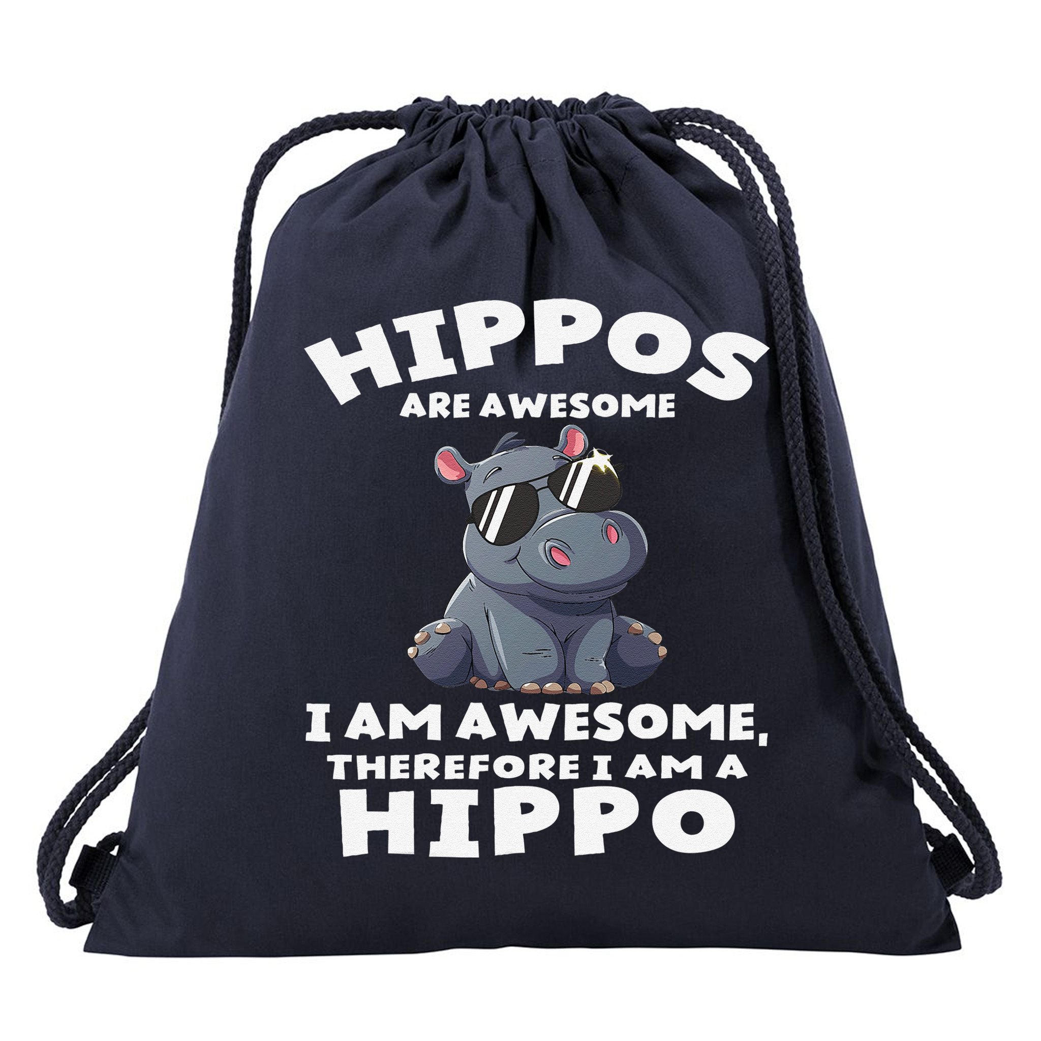 Hippo Hippopotamus Hippos Are Awesome Gifts Cute Drawstring Bag