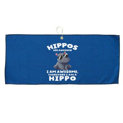 Hippo Hippopotamus Hippos Are Awesome Gifts Cute Large Microfiber Waffle Golf Towel