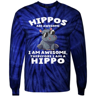 Hippo Hippopotamus Hippos Are Awesome Gifts Cute Tie-Dye Long Sleeve Shirt