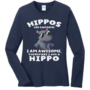 Hippo Hippopotamus Hippos Are Awesome Gifts Cute Ladies Long Sleeve Shirt