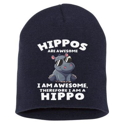 Hippo Hippopotamus Hippos Are Awesome Gifts Cute Short Acrylic Beanie