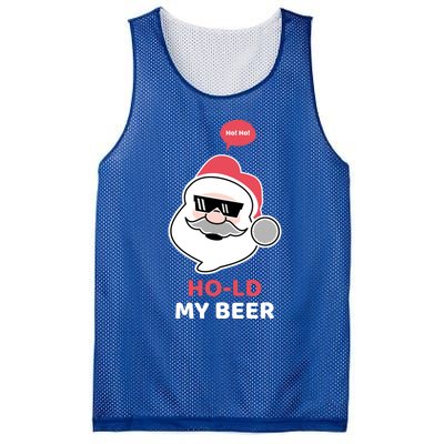 Ho Ho Hold My Beer Funny Christmas Santa Claus Xmas Gift Mesh Reversible Basketball Jersey Tank