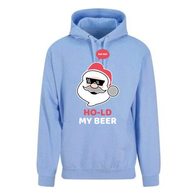 Ho Ho Hold My Beer Funny Christmas Santa Claus Xmas Gift Unisex Surf Hoodie