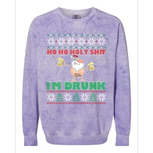 Ho Ho Holy Shit IM Drunk Naked Santa Claus Ugly Christmas Gift Colorblast Crewneck Sweatshirt