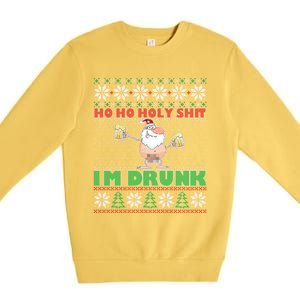 Ho Ho Holy Shit IM Drunk Naked Santa Claus Ugly Christmas Gift Premium Crewneck Sweatshirt