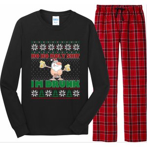 Ho Ho Holy Shit IM Drunk Naked Santa Claus Ugly Christmas Gift Long Sleeve Pajama Set