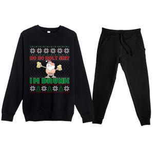 Ho Ho Holy Shit IM Drunk Naked Santa Claus Ugly Christmas Gift Premium Crewneck Sweatsuit Set