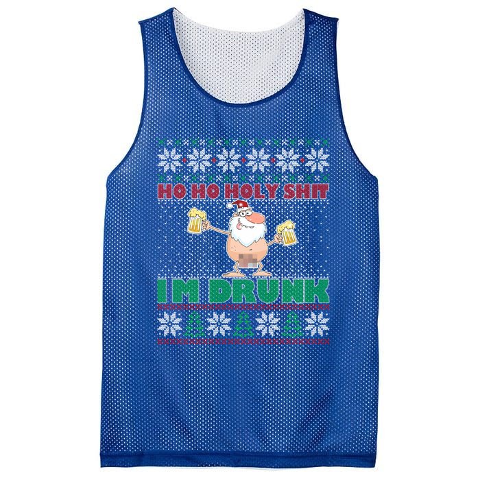 Ho Ho Holy Shit IM Drunk Naked Santa Claus Ugly Christmas Gift Mesh Reversible Basketball Jersey Tank