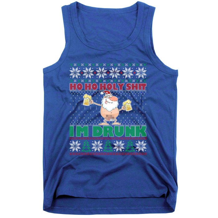 Ho Ho Holy Shit IM Drunk Naked Santa Claus Ugly Christmas Gift Tank Top