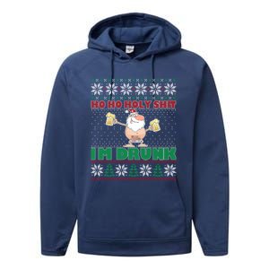 Ho Ho Holy Shit IM Drunk Naked Santa Claus Ugly Christmas Gift Performance Fleece Hoodie