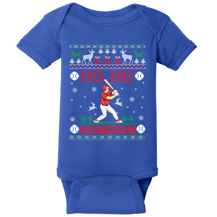 Ho Ho Homerun Baseball Player Ugly Christmas Hitter Funny Gift Baby Bodysuit